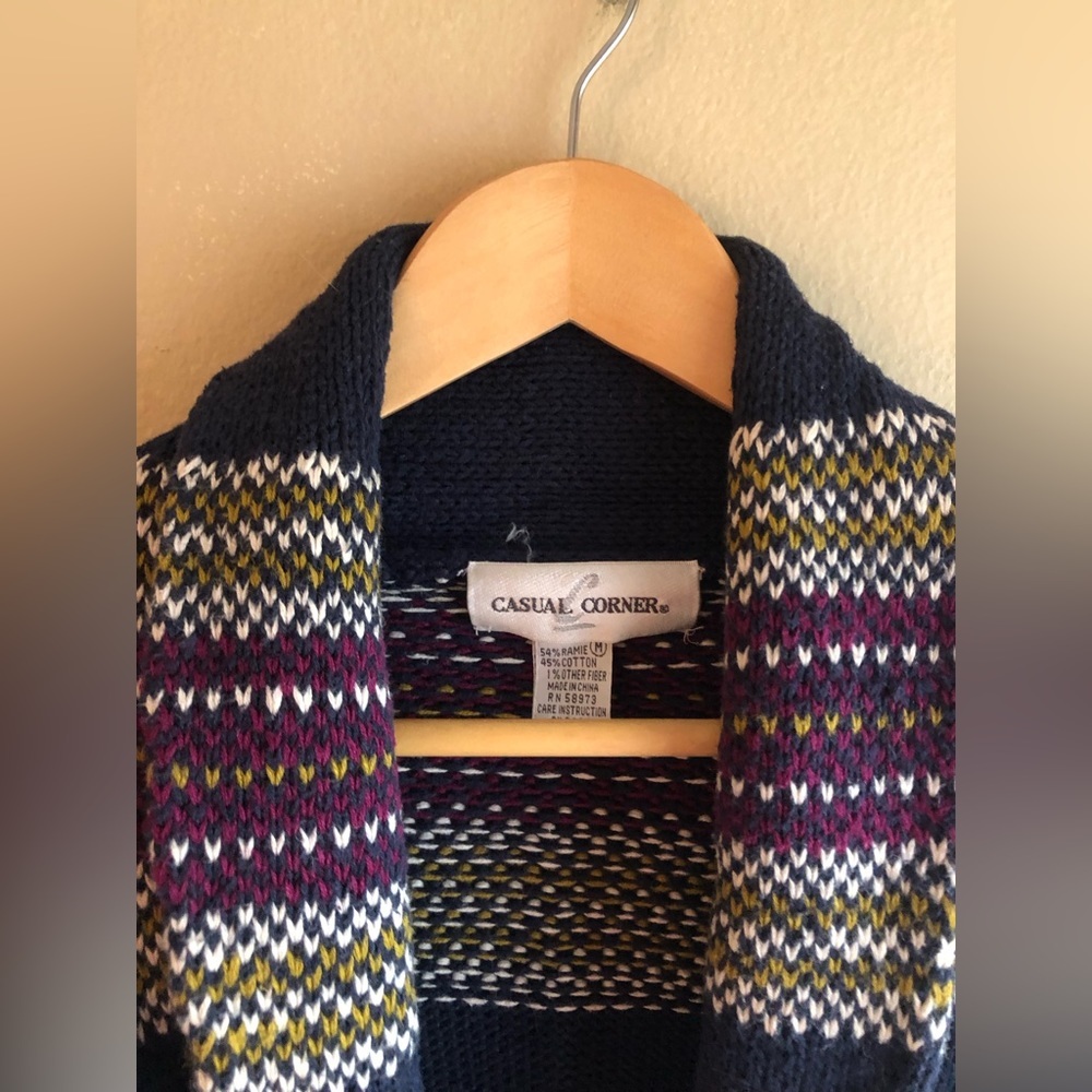Casual Corner Embroidered Cardigan Floral Women’s Sweater Long Sleeve Size M - Picture 9 of 15